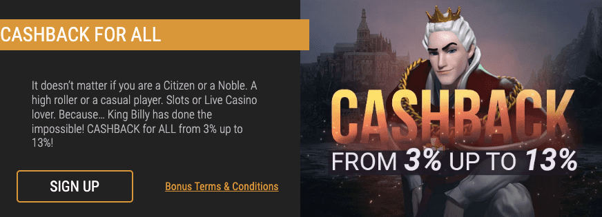 Kingbilly casino promo code. Cashback gives you the lost money back